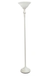 Lalia Home Classic 1 Light Torchiere Floor Lamp In White/ White Shade