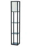 Lalia Home Column Shelf Floor Lamp With Linen Shade In Black
