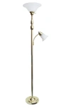 Lalia Home Torchiere Floor Lamp In Gold/ White Shades