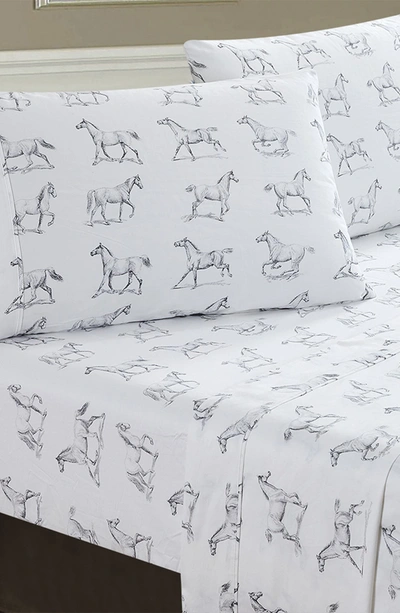 Melange Home Horses 400 Thread Count 4-piece Sheet Set In Grey