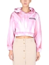 Moschino Couture Art Theme Cropped Sweatshirt In Pink