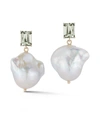 MATEO 14KT GREEN AMETHYST AND BAROQUE PEARL DROP EARRINGS