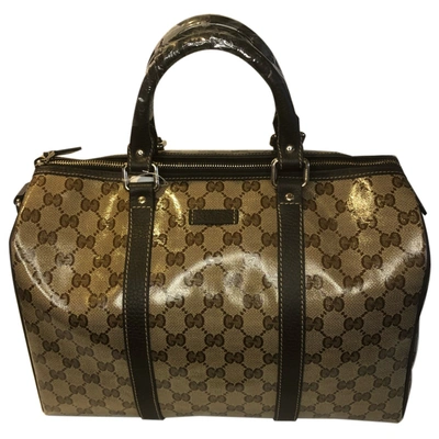 Pre-owned Gucci Boston Cloth Bowling Bag In Brown