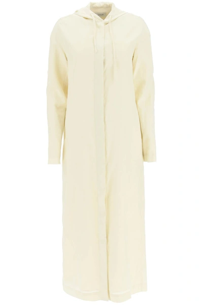 Lemaire Straight Hooded Dress Almond Milk In White,beige
