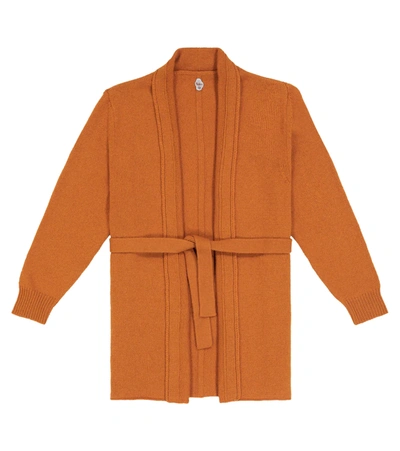The Row Kids' Huey Belted Cashmere Cardigan In Burnt Orange