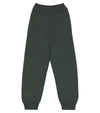 The Row Kid's Solid Cashmere Jogger Pants In Forest Green