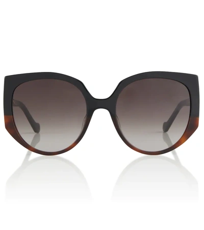 Loewe Butterfly Oversized Sunglasses In Black / Brown