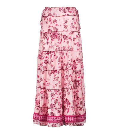 Poupette St Barth Camila Floral Maxi Skirt In Pink Grasse