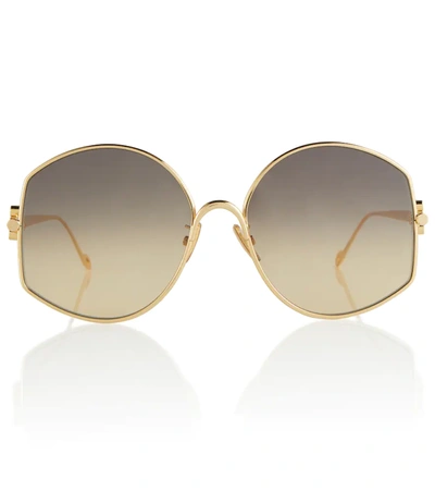 Loewe Anagram Appliqued Metal Oversized Round Sunglasses In Metallic