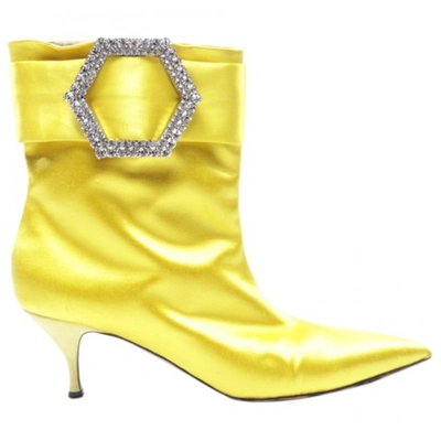 Pre-owned Philipp Plein Cloth Boots In Yellow