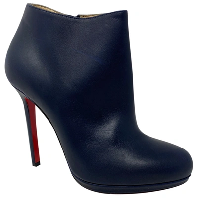 Pre-owned Christian Louboutin Leather Ankle Boots In Blue