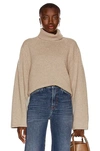 Totême Wool And Cashmere Turtleneck Sweater In Beige Melange