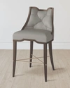 Emporium Home For William D Scott Logan Walnut/chesterfield Gray Leather Counter Stool