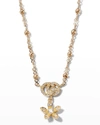 GUCCI FLORA 18K GOLD DIAMOND FLOWER NECKLACE W/ MICRO PEARLS,PROD246640350