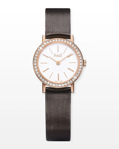 Piaget 24mm 18k Rose Gold Altiplano Diamond Bezel Watch In Rose Gold/black