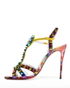 Christian Louboutin Goldora Multicolored Stud Leather Red Sole Sandals In J991 Vers Multimi