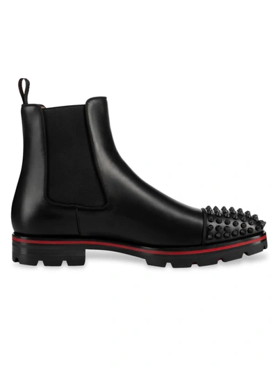 Christian Louboutin Men's Melon Spikes Flat Boots In Black