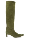 Staud Wally Suede Patchwork Tall Boots In Olive