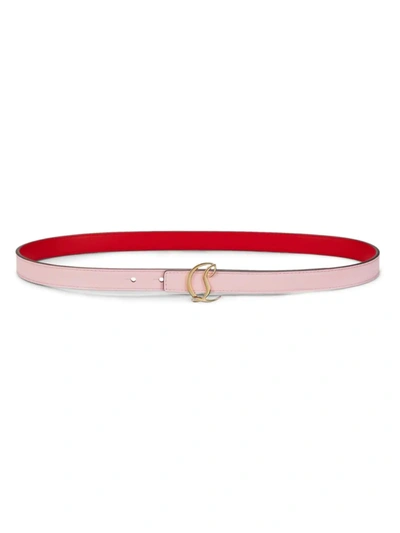 Christian Louboutin Reversible Cl Logo Leather Belt In Poupee Gold