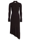 A.l.c Meline Asymmetric Ruched Crepe Midi Dress In Dark Brown