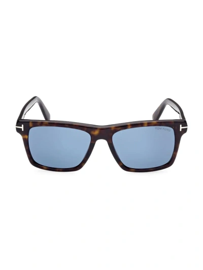 Tom Ford Buckley Ft0906 52v Wayfarer Sunglasses In Blonde Havana / Green