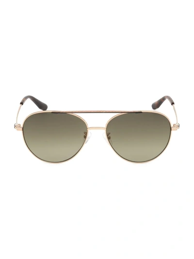 Bmw 60mm Pilot Sunglasses In Shiny Rose Gold Gradient Green