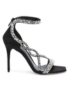 Alexander Mcqueen Crystal-embellished Satin High-heel Sandals In Black Crystal