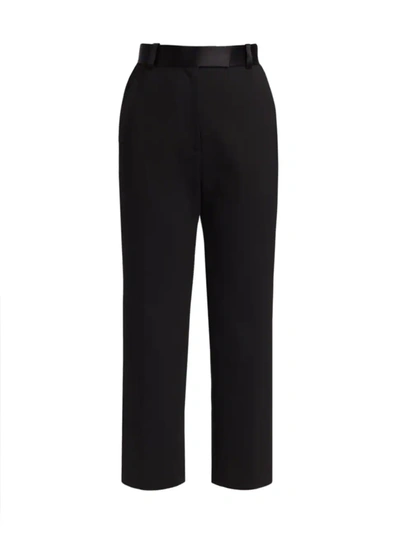 Khaite Melie Slim Fit Crop Pique Pants In Black