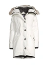 Canada Goose Rossclair Fur-trim Hooded Down Parka In North Star White