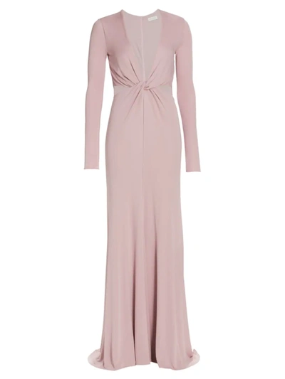 Halston Andie Twisted Jersey Gown In Dusty Rose