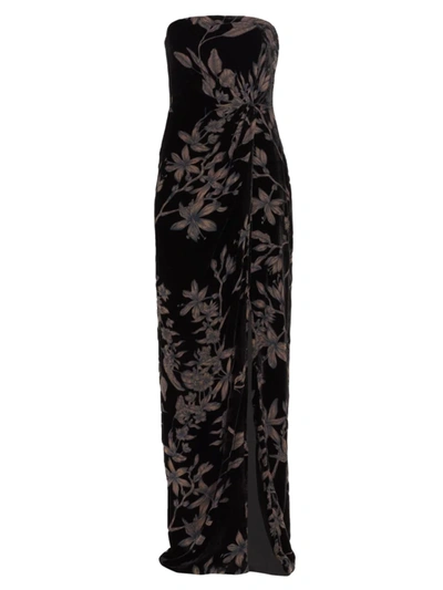 Theia Janette Strapless Column Gown In Black