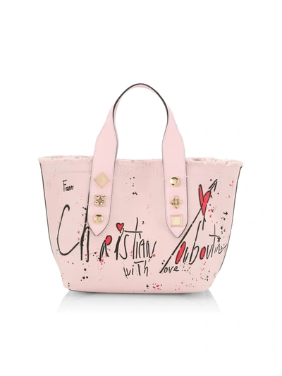 Christian Louboutin Frangibus Typographic Printed Crossbody Tote Bag In Pink