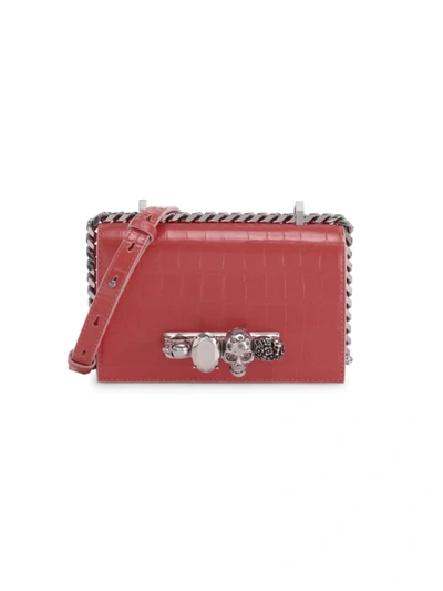 Alexander Mcqueen Mini Jewelled Satchel In Coral