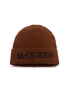 Alexander Mcqueen Embroidered Logo Beanie In Red Black