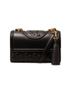 Tory Burch Fleming Convertible Leather Shoulder Bag In Beeswax