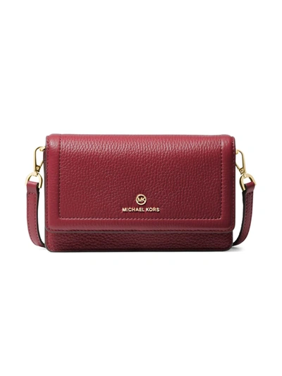 Michael Michael Kors Small Jet Set Charm Leather Crossbody Phone Case In Dark Berry