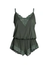 Eberjey Naya Lace-trim Romper In Kelp