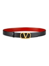 Valentino Garavani 2cm Reversible V Logo Leather Belt In Black,red