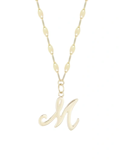 Lana Jewelry 14k Yellow Gold Cursive Initial Pendant Necklace In Initial M
