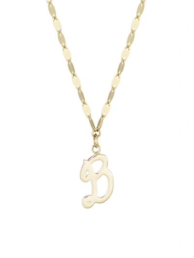 Lana Jewelry 14k Yellow Gold Cursive Initial Pendant Necklace In Initial B