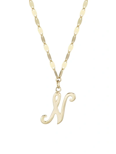 Lana Jewelry 14k Yellow Gold Cursive Initial Pendant Necklace In Initial N