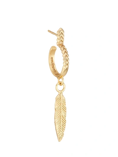 Emanuele Bicocchi Feather 24k Goldplated Sterling Silver Single Hoop Earring