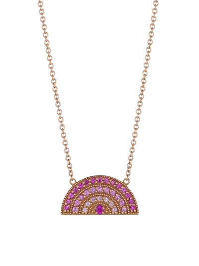 Andrea Fohrman Rainbow 14-karat Rose Gold Sapphire Necklace