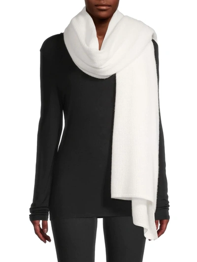 White + Warren Waffle-knit Cashmere Scarf In Soft White