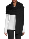 White + Warren Cashmere Waffle Knit Travel Wrap In Black