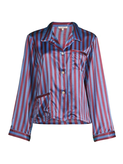 Morgan Lane Ruthie Striped Silk-blend Top In Multi