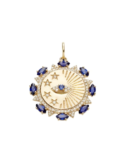 Saks Fifth Avenue Women's 14k Yellow Gold, Sapphire & Diamond Evil Eye Medallion