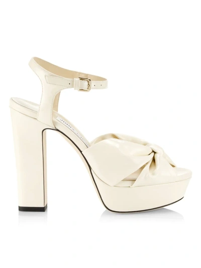 Jimmy Choo Heloise 120 Patent Leather Platform Sandals In Latte