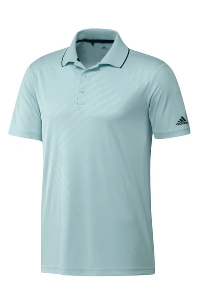 Adidas Golf Embossed Logo Recycled Polyester Polo In Halo Mint