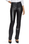 Nydj Marilyn Faux Leather Straight Leg Pants In Black Coated